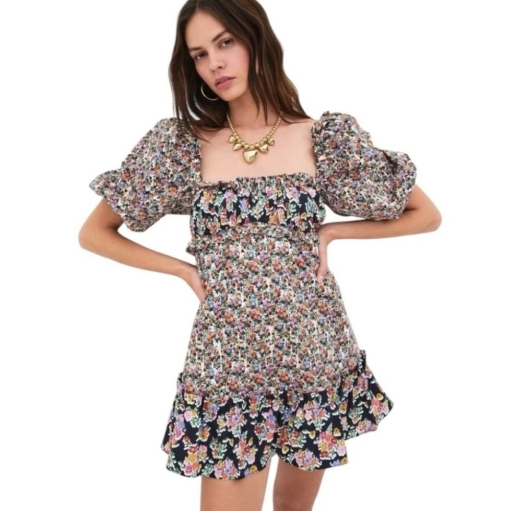 For Love & Lemons Hudson Mini Dress Floral Cut Out Medium